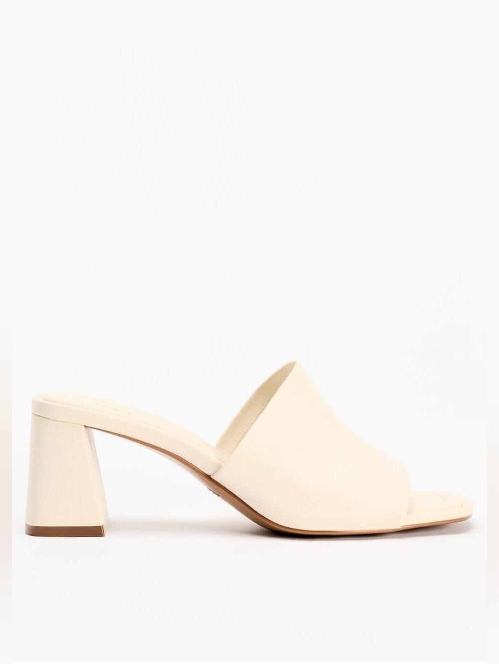 Zara Women's Cream Open-Toe Block Heel Mule